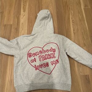 Parker Women's Gray Hoodie with Red Heart Design